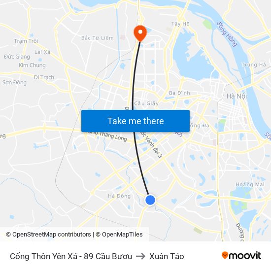Cổng Thôn Yên Xá - 89 Cầu Bươu to Xuân Tảo map