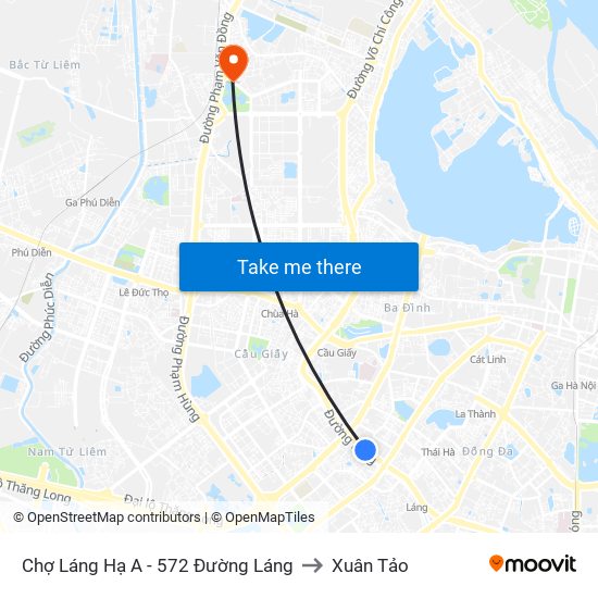 Chợ Láng Hạ A - 572 Đường Láng to Xuân Tảo map