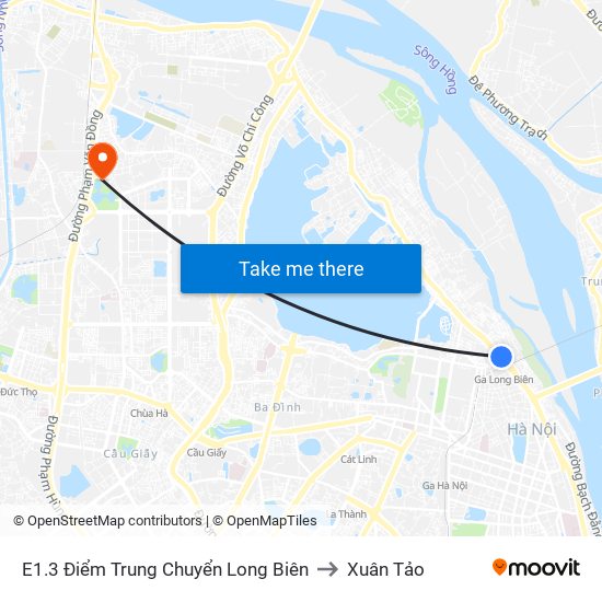 E1.3 Điểm Trung Chuyển Long Biên to Xuân Tảo map