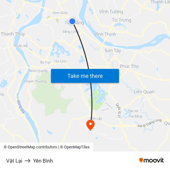 Vật Lại to Yên Bình map