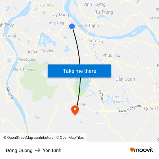 Đông Quang to Yên Bình map