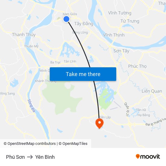 Phú Sơn to Yên Bình map