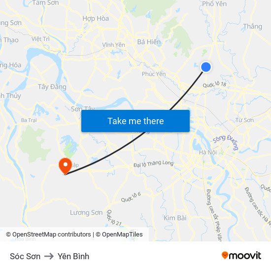 Sóc Sơn to Yên Bình map