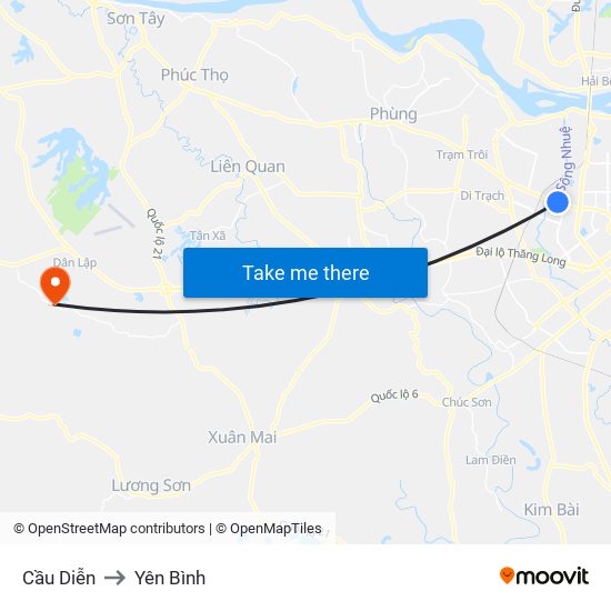 Cầu Diễn to Yên Bình map