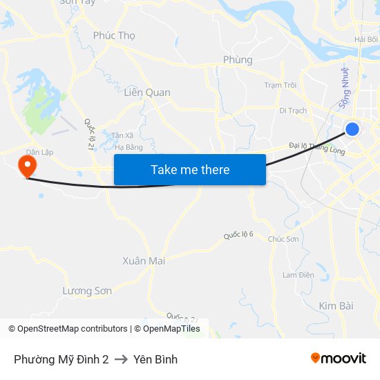 Phường Mỹ Đình 2 to Yên Bình map