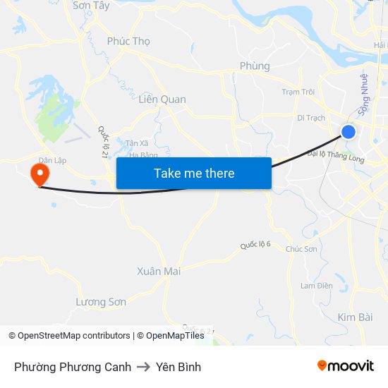 Phường Phương Canh to Yên Bình map