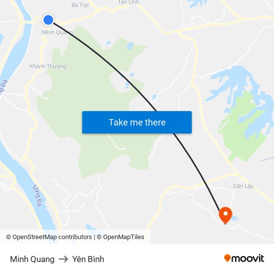 Minh Quang to Yên Bình map