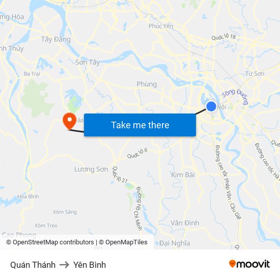 Quán Thánh to Yên Bình map