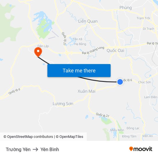 Trường Yên to Yên Bình map