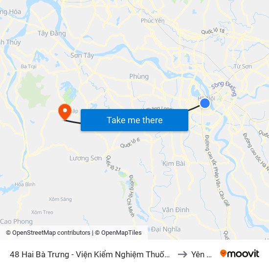 48 Hai Bà Trưng - Viện Kiểm Nghiệm Thuốc Trung Ương to Yên Bình map