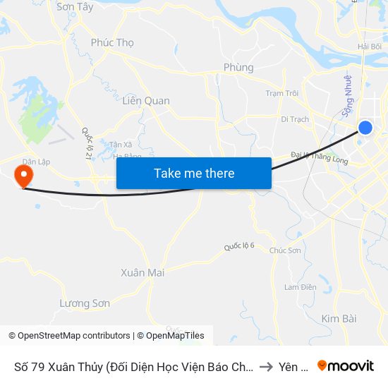 Số 79 Xuân Thủy (Đối Diện Học Viện Báo Chí Và Tuyên Truyền) to Yên Bình map