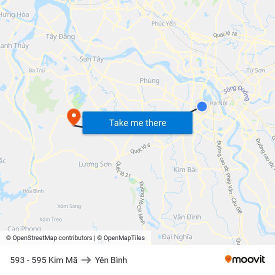 593 - 595 Kim Mã to Yên Bình map