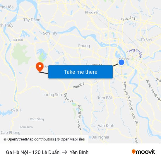 Ga Hà Nội - 120 Lê Duẩn to Yên Bình map