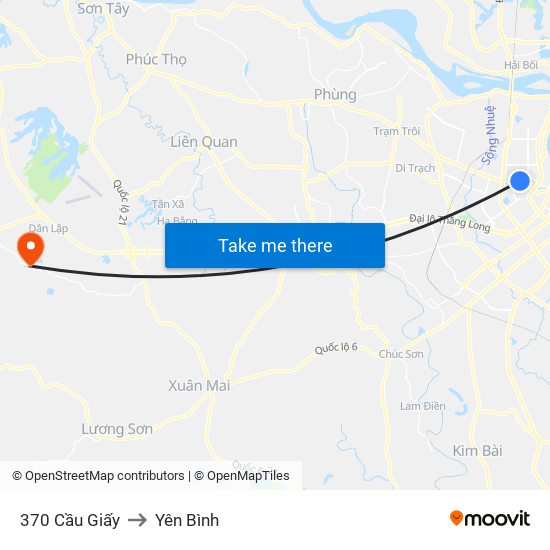 370 Cầu Giấy to Yên Bình map