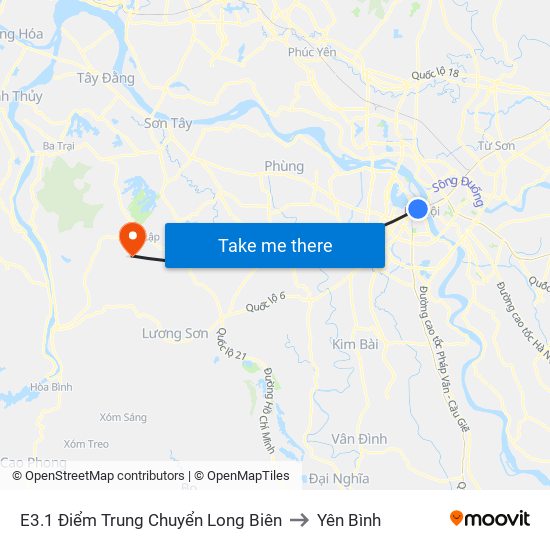 E3.1 Điểm Trung Chuyển Long Biên to Yên Bình map