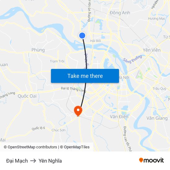 Đại Mạch to Yên Nghĩa map