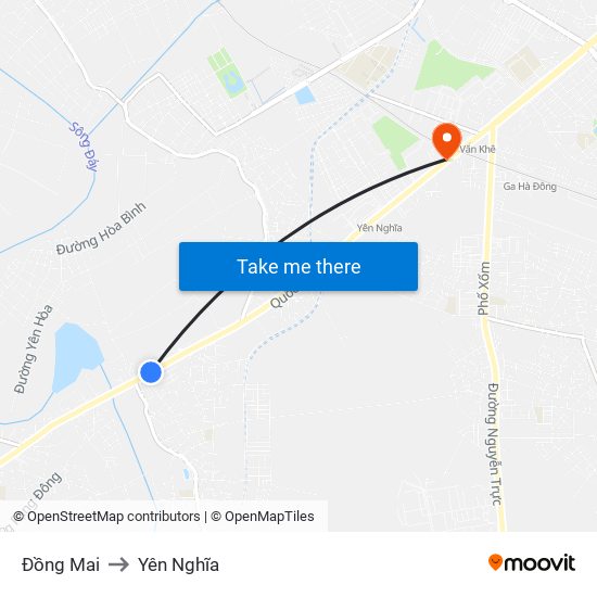 Đồng Mai to Yên Nghĩa map