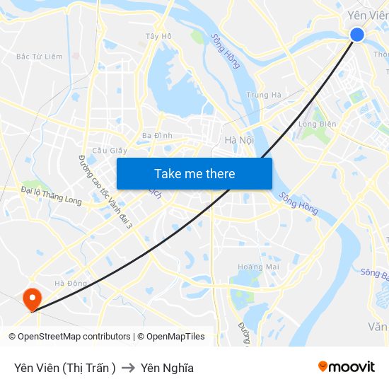 Yên Viên (Thị Trấn ) to Yên Nghĩa map