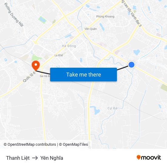 Thanh Liệt to Yên Nghĩa map