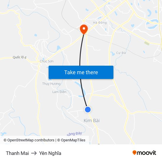 Thanh Mai to Yên Nghĩa map