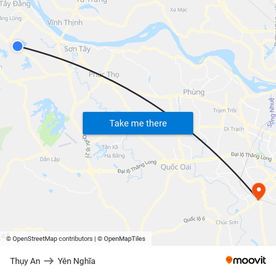 Thụy An to Yên Nghĩa map