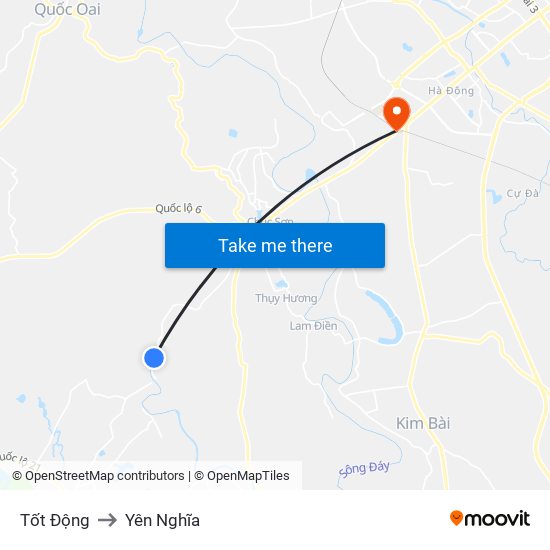 Tốt Động to Yên Nghĩa map