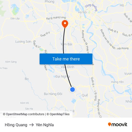 Hồng Quang to Yên Nghĩa map