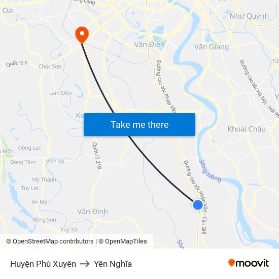 Huyện Phú Xuyên to Yên Nghĩa map