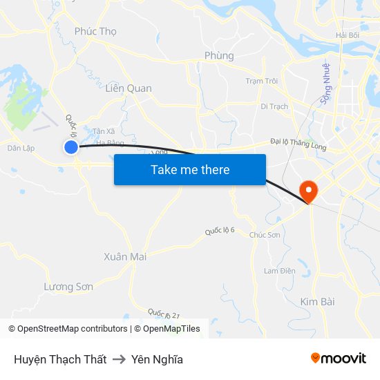 Huyện Thạch Thất to Yên Nghĩa map