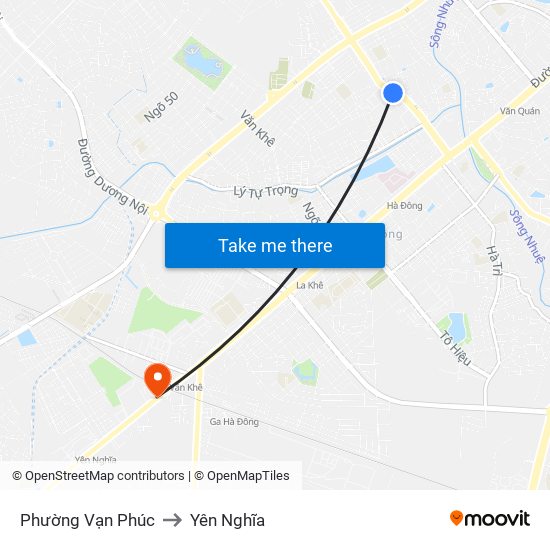 Phường Vạn Phúc to Yên Nghĩa map