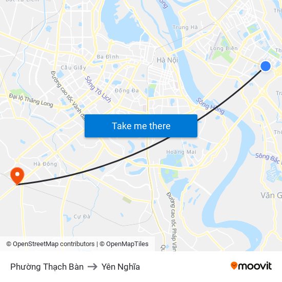 Phường Thạch Bàn to Yên Nghĩa map