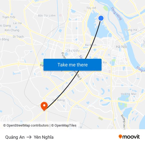 Quảng An to Yên Nghĩa map