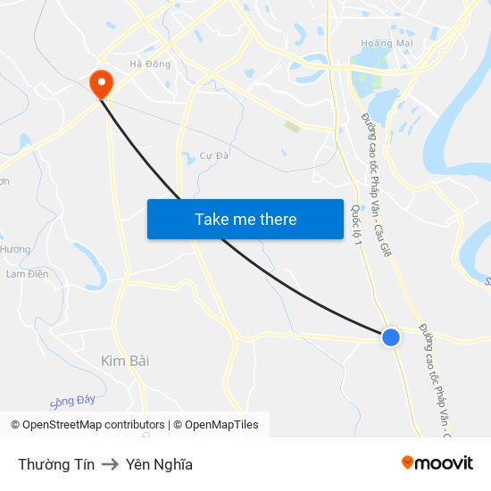 Thường Tín to Yên Nghĩa map