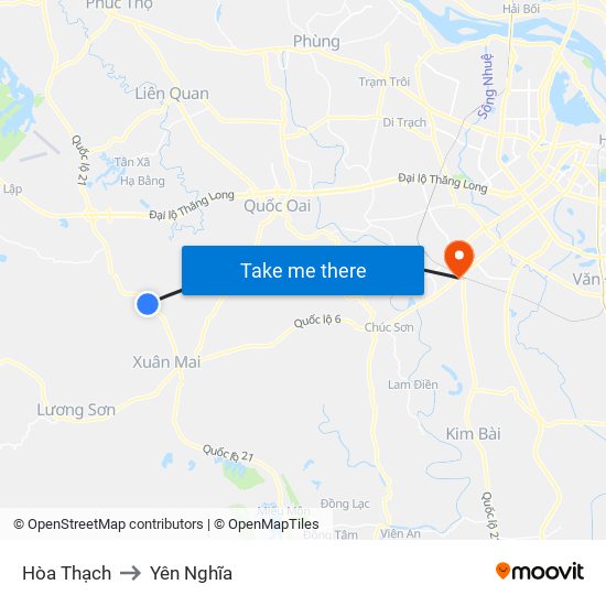 Hòa Thạch to Yên Nghĩa map