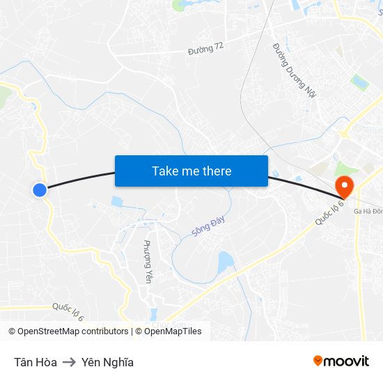 Tân Hòa to Yên Nghĩa map