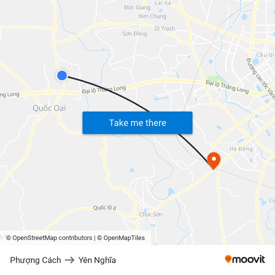 Phượng Cách to Yên Nghĩa map