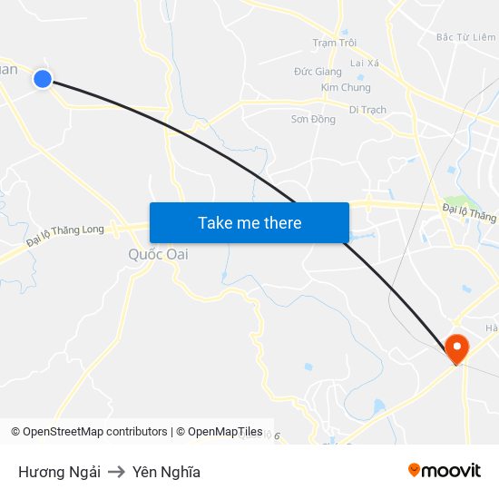 Hương Ngải to Yên Nghĩa map