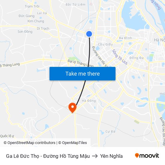 Ga Lê Đức Thọ - Đường Hồ Tùng Mậu to Yên Nghĩa map