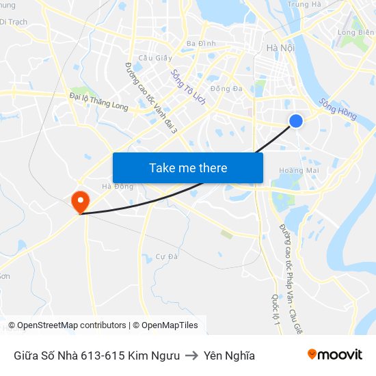 Giữa Số Nhà 613-615 Kim Ngưu to Yên Nghĩa map