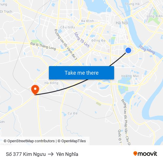 Số 377 Kim Ngưu to Yên Nghĩa map