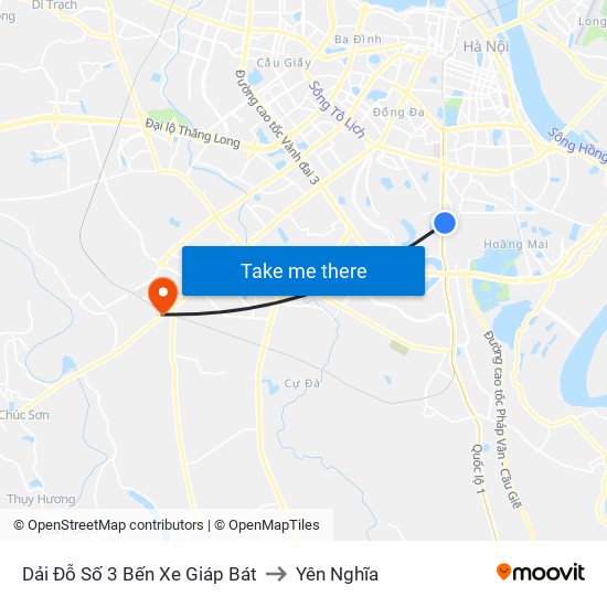 Dải Đỗ Số 3 Bến Xe Giáp Bát to Yên Nghĩa map