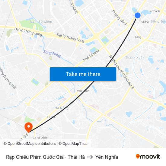 Rạp Chiếu Phim Quốc Gia - Thái Hà to Yên Nghĩa map