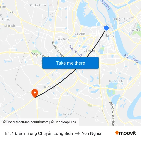 E1.4 Điểm Trung Chuyển Long Biên to Yên Nghĩa map