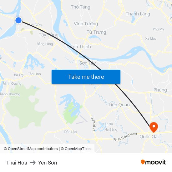 Thái Hòa to Yên Sơn map