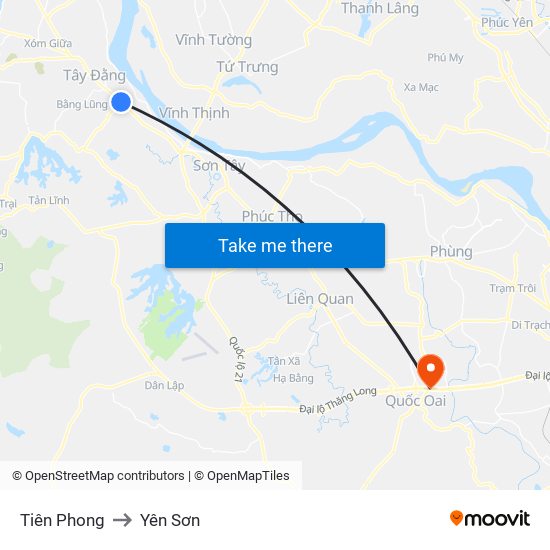 Tiên Phong to Yên Sơn map