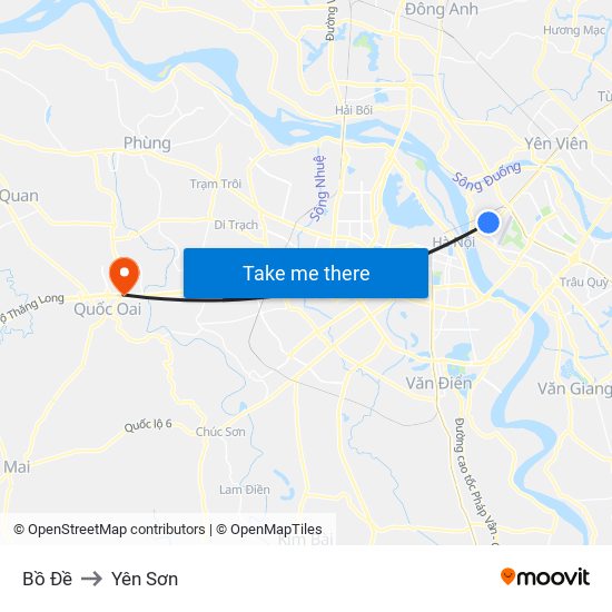 Bồ Đề to Yên Sơn map