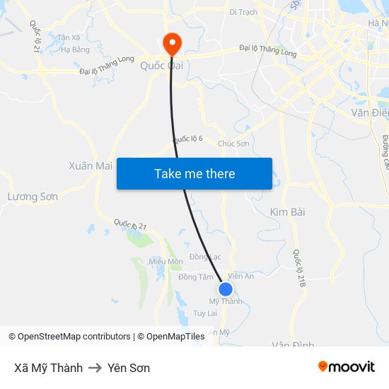 Xã Mỹ Thành to Yên Sơn map