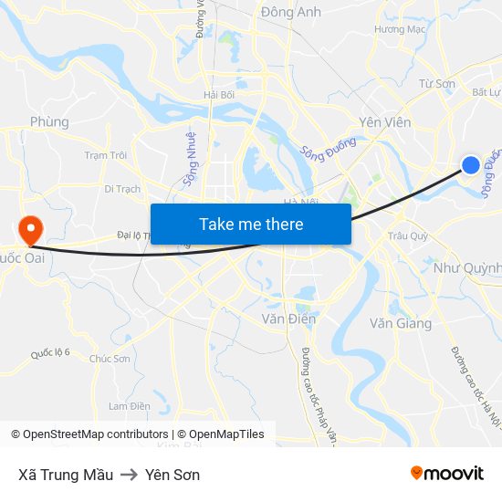 Xã Trung Mầu to Yên Sơn map