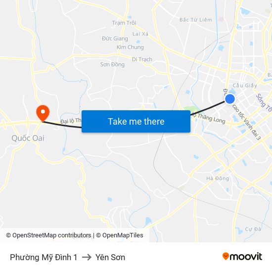 Phường Mỹ Đình 1 to Yên Sơn map