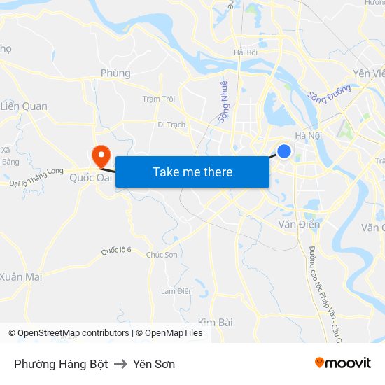 Phường Hàng Bột to Yên Sơn map